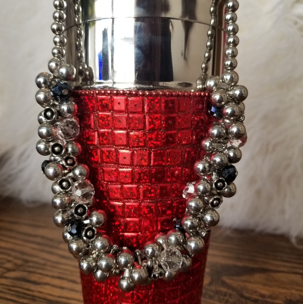 Black, Silver & Clear bead necklace
